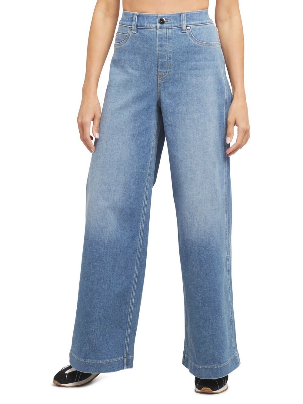 SPANX EveryWear™(L) Pull-On High Waist-Wide Leg-Jeans-Stonewashed-Core Shaping‎